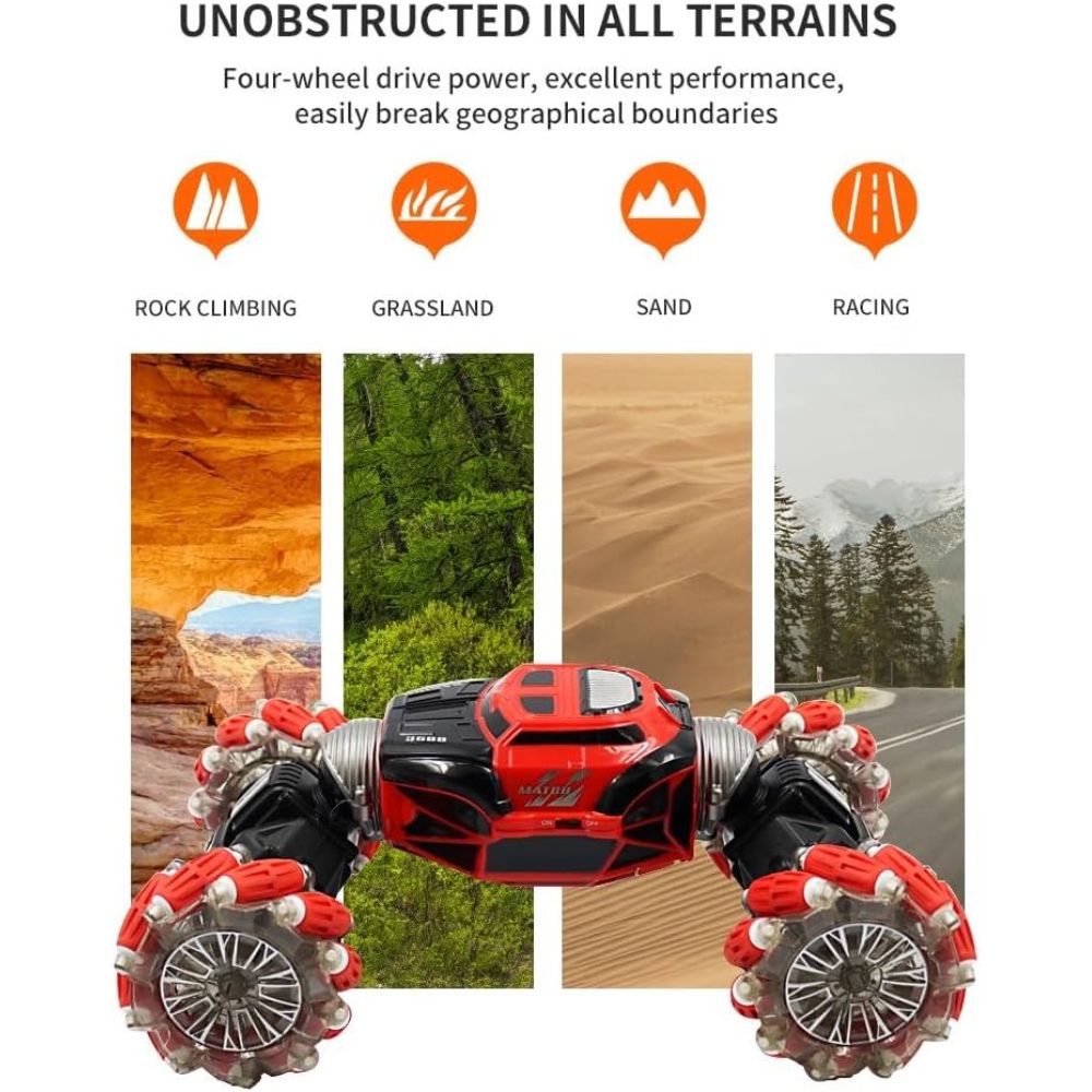 GW124 Hand Gesture Control RC Double-Sided Twist Stunt Red Car