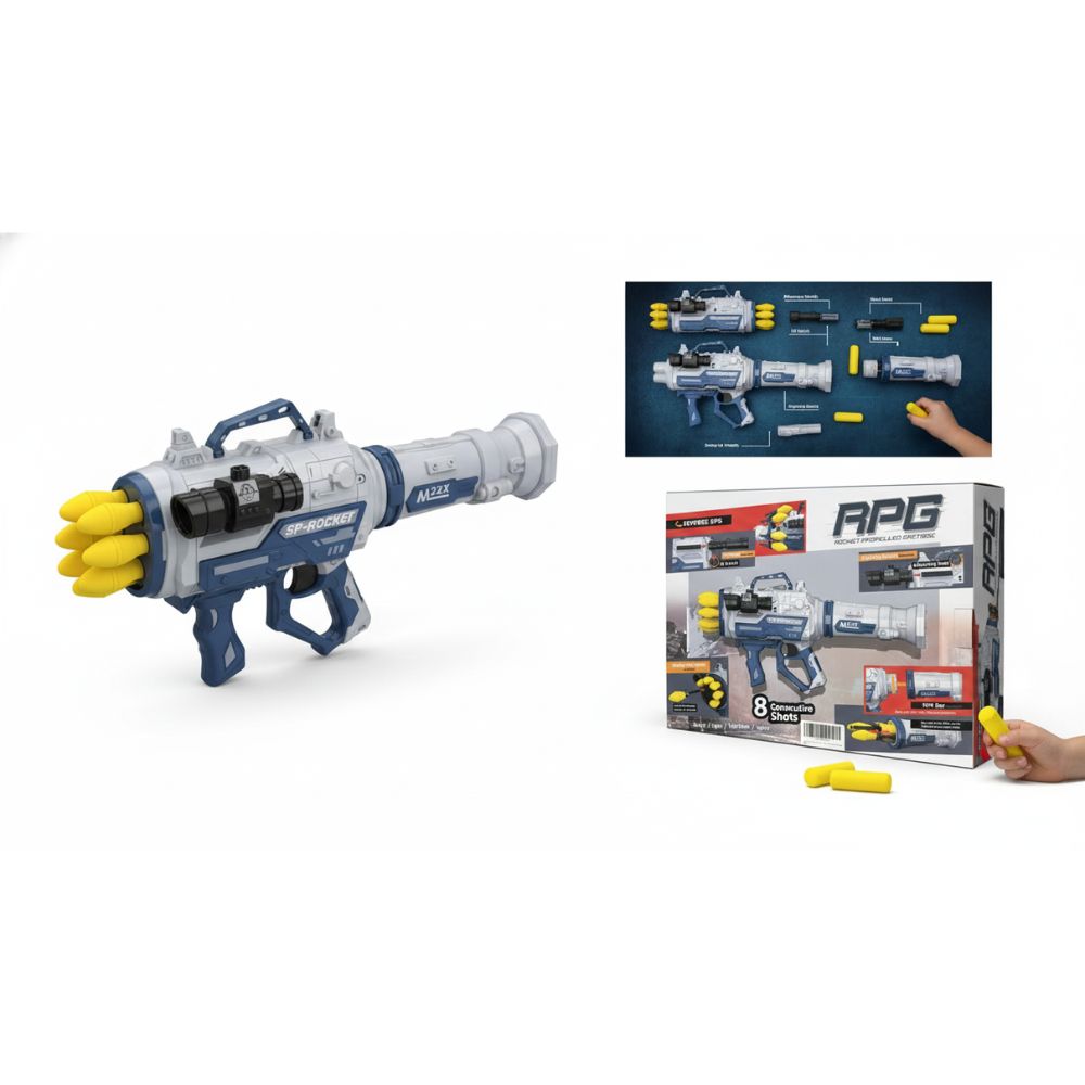 Electronic Toy Gun with Realistic Sound and Light Effects - Soft Bullet Bazooka Rocket Launcher