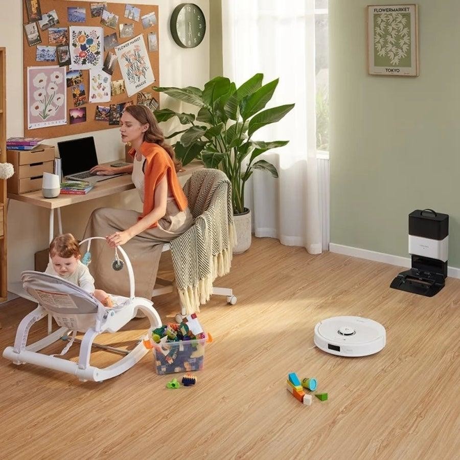 Roborock Q8 Max+ Plus Robot Vacuum & Mop Cleaner with Self-Emptying - White Roborock