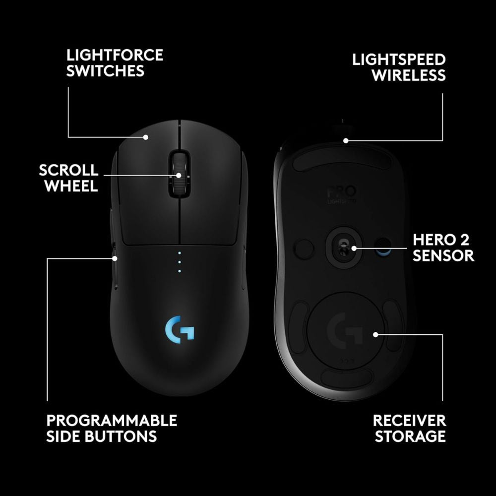 Logitech G PRO 2 Lightspeed Wireless Gaming Mouse (Black, 910-007297) Logitech