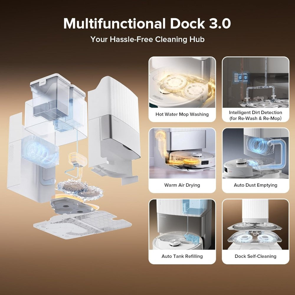 Roborock Qrevo Master Robotic Vacuum Cleaner with Multifunctional Dock - White - Excellent Refurbished Roborock