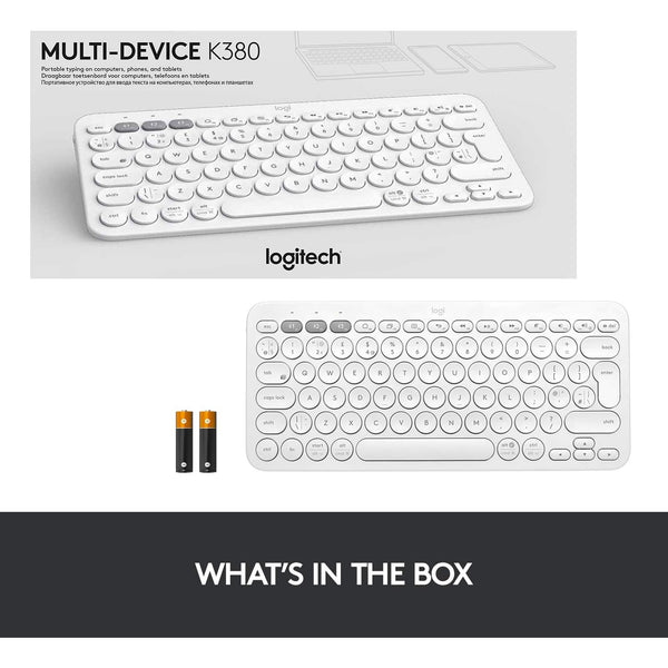 Logitech K380 Multi-Device Bluetooth Wireless Keyboard with Easy-Switch for Up to 3 Devices - White Logitech
