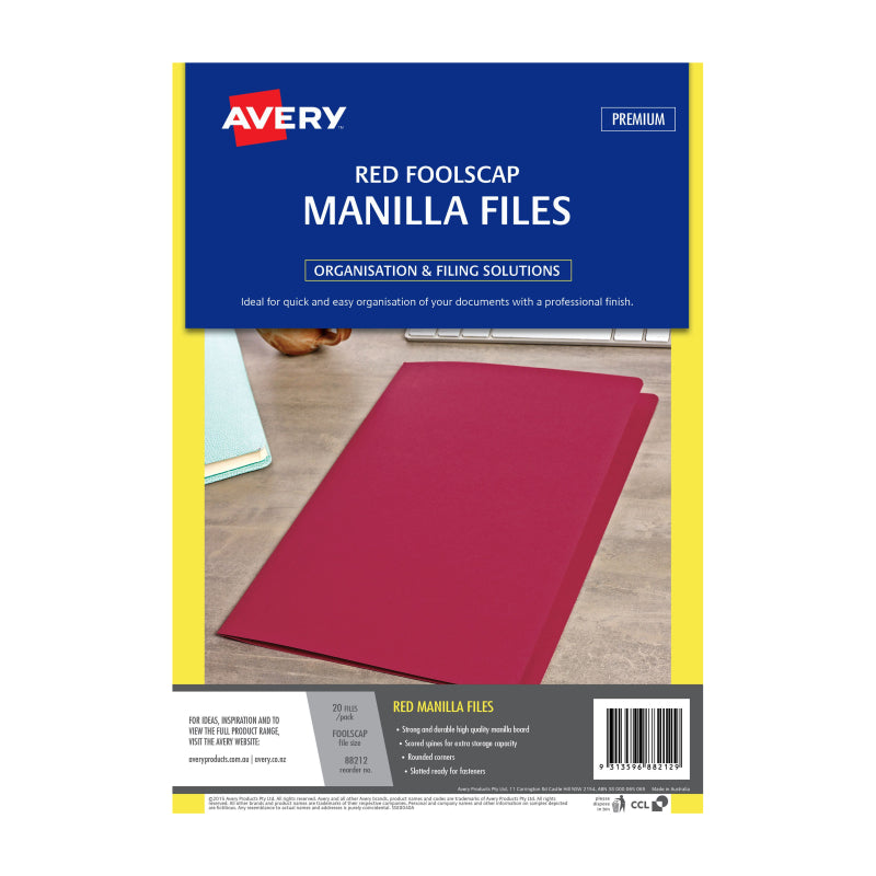 AV Manilla Folder Red FC Pk20 Avery