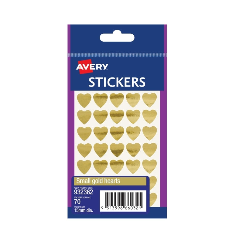 AV Gold Heart 15mm Pk70 Bx10 Avery