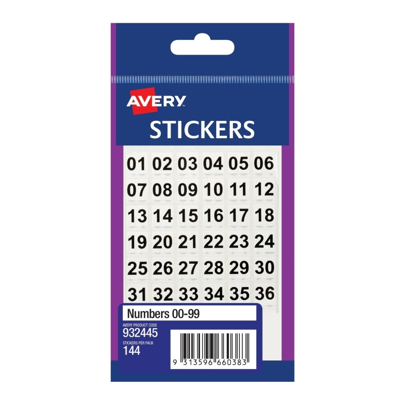 AV Number Sticker 00-99 Bx10 Avery