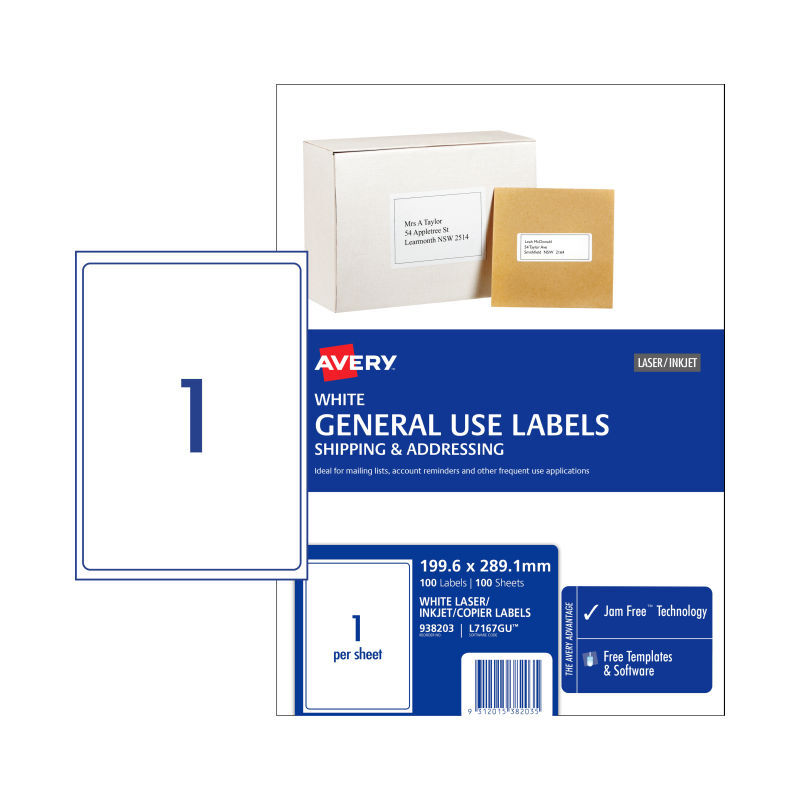 AV Gen Lbl L7167GU1Up Pk100 Avery