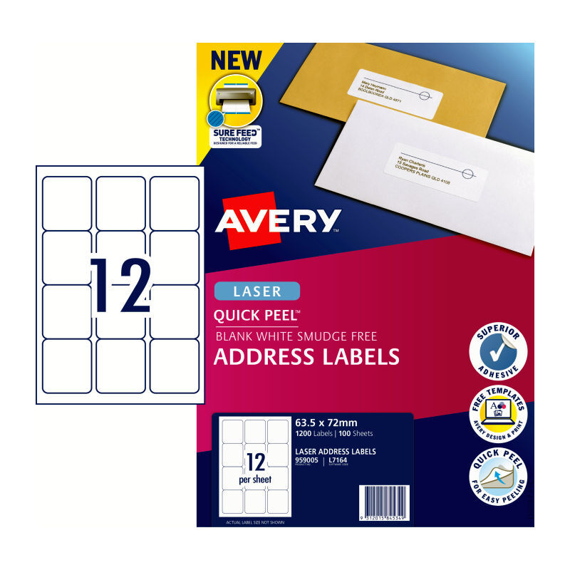 AV Lsr Lbl QP L7164 12Up Pk100 Avery