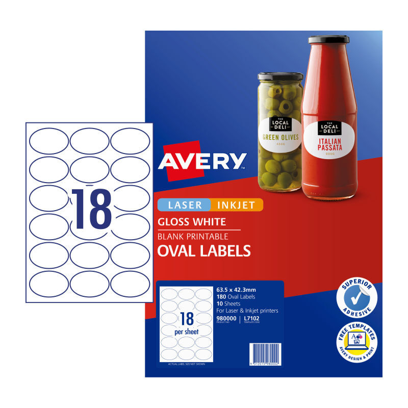 Avery Lbl Oval L7102 18Up Pk10 Avery