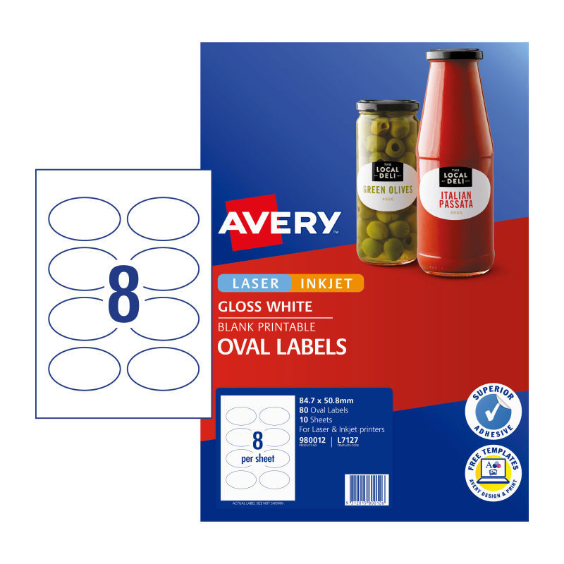Avery Lbl Oval L7127 8Up Pk10 Avery