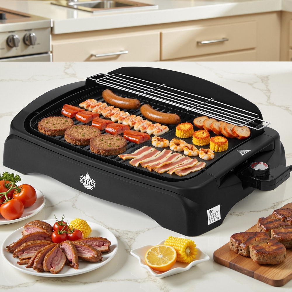 Grillz 1950W Electric BBQ Grill Non-stick Plate for Indoor Outdoor Tristar Online