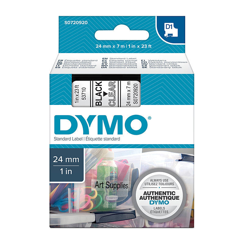 D1 Blk on Clr 24mmx7m Tape Dymo