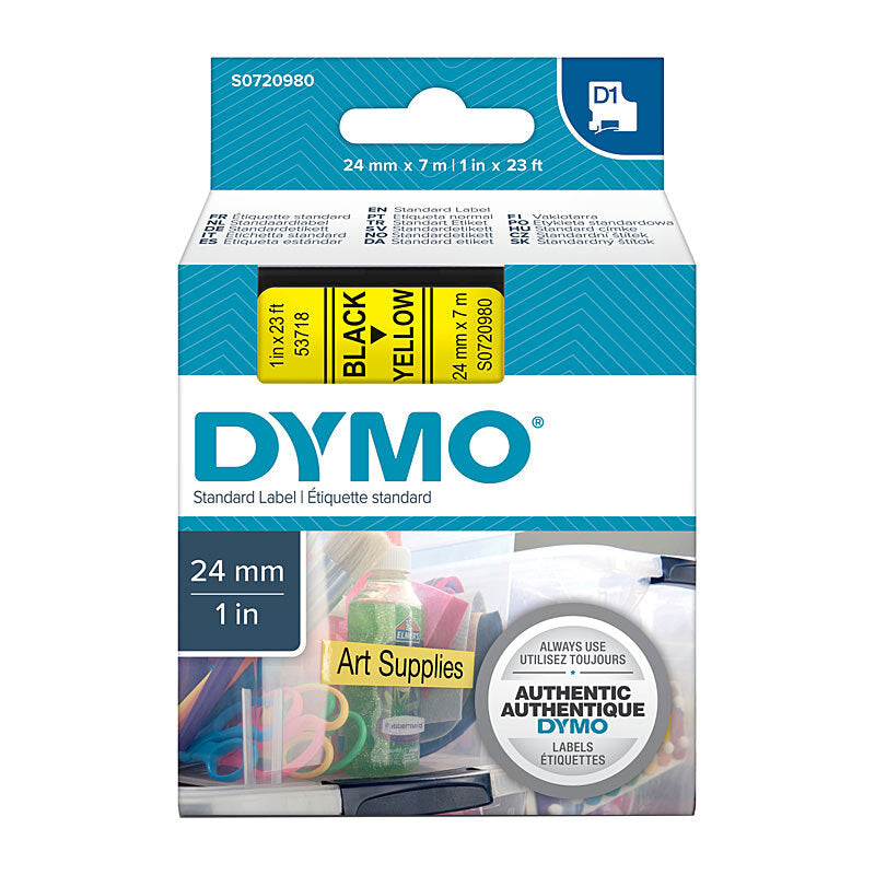D1 Blk on Yell 24mmx7m Tape Dymo