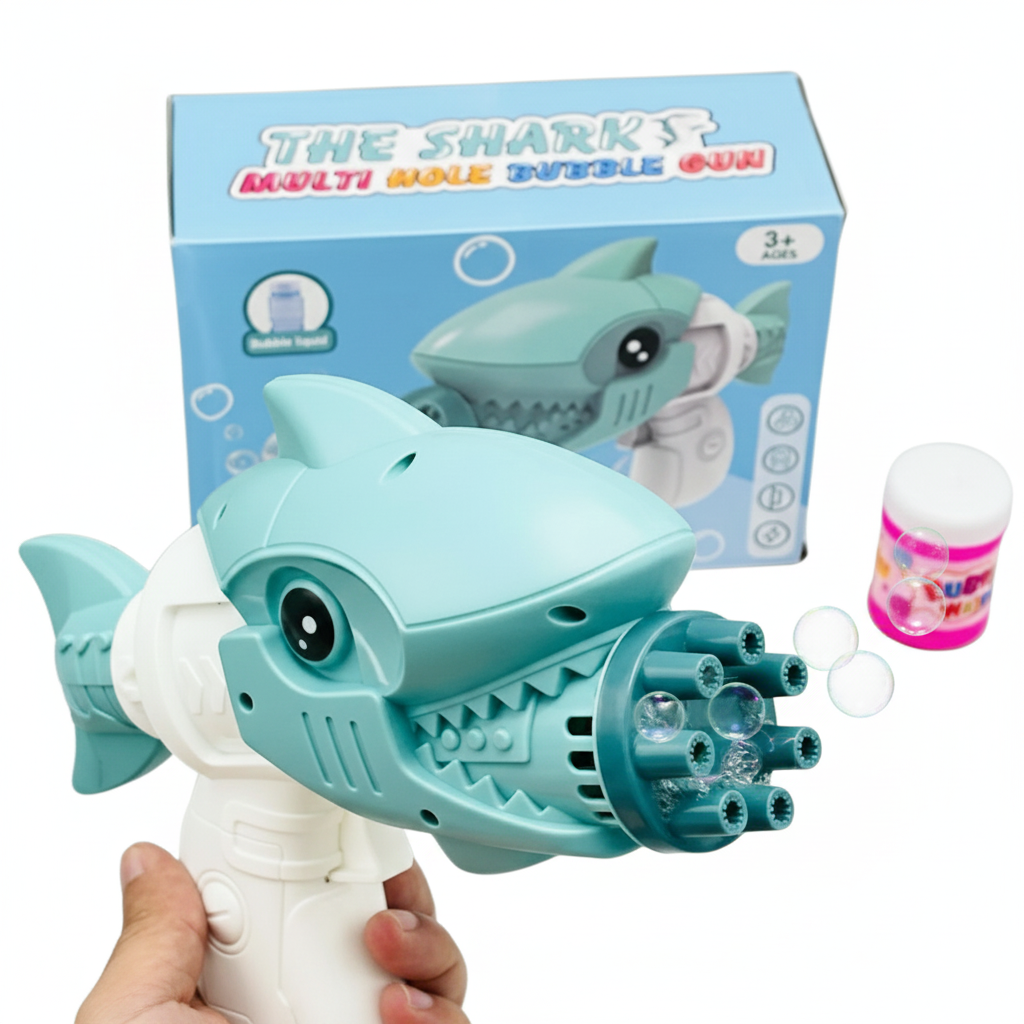 Shark Multi-Hole Bubble Gun Green High Output Bubble Blaster - Pristine - Refurbished
