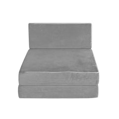 Giselle Bedding Folding Foam Mattress Portable Sofa Bed Lounge Chair Velvet Light Grey Tristar Online