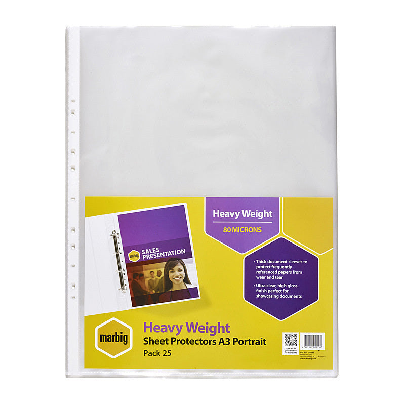 Mbg S/Protectors H/Wt A3 25Pk Marbig
