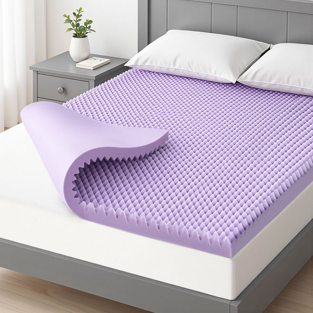 Giselle 5cm Memory Foam Mattress Topper Lavender Infused Egg Crate Pad Mat Queen Tristar Online