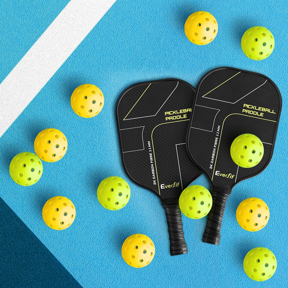 Everfit 12PC Pickleballs Set 40-Hole Design Indoor Outdoor Durable PE Balls Green/Yellow Tristar Online