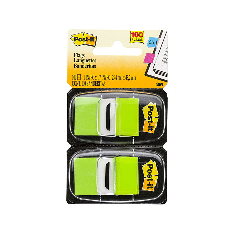 P-I Flag 680-BG2 Green Pk2 Bx6 Post-It