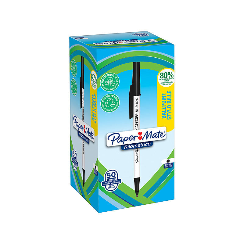 PM Kilometrico BP Blk Bx50 Paper Mate