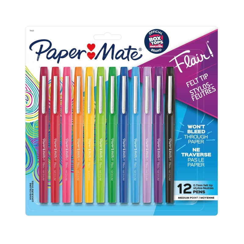 PM Flair FeltTip Ast Pk12 Bx12 Paper Mate