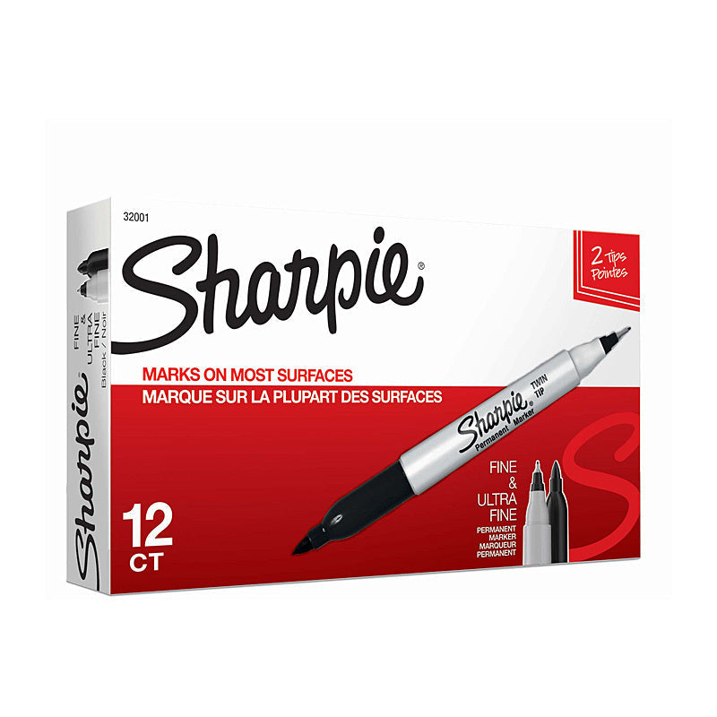 SH Twin Tip PrmMrk Blk NP Bx12 Sharpie