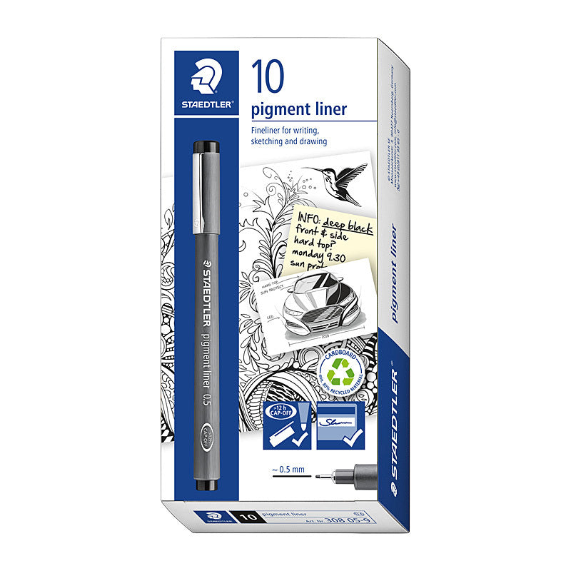 Staed Fineliner 0.5mm Blk Bx10 Staedtler