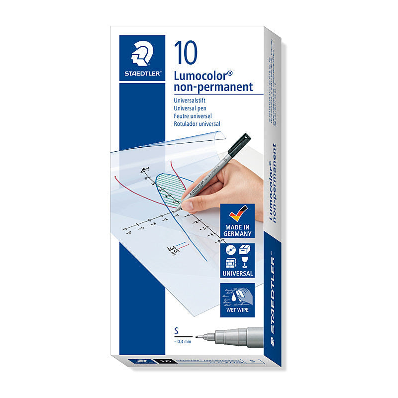 Staed NonPerm Pen 0.4 Blk Bx10 Staedtler