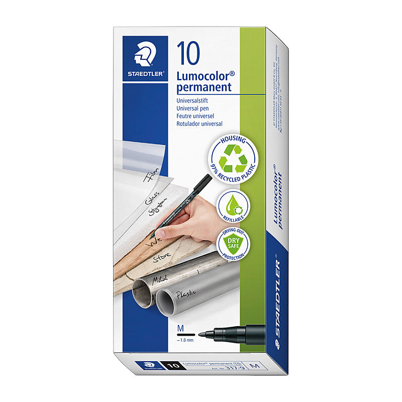 Staed PermPen Med 1.0 Blk Bx10 Staedtler
