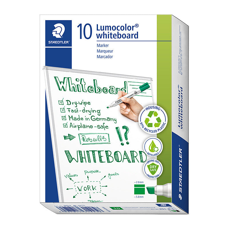 Staed Lumo W/B Mrk CP Grn Bx10 Staedtler