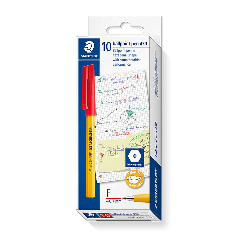 Staed Ballpoint430 Fn Red Bx10 Staedtler