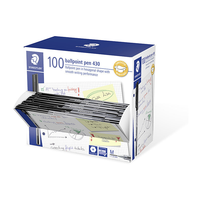 Staed Ballpoint430 M Blk Bx100 Staedtler