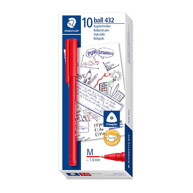 Staed Ballpoint 432 M Red Bx10 Staedtler