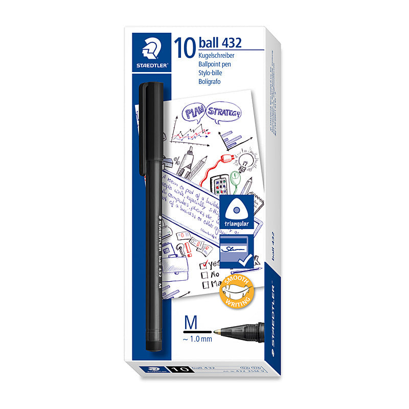 Staed Ballpoint 432 M Blk Bx10 Staedtler