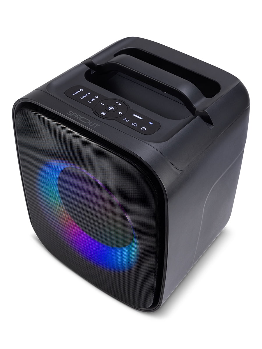 Sprout Soundloop Party Speaker – 60W RMS, LED Light Effects, Microphone & Guitar Inputs – Black - (AU Version) Box Damage (Copy) Sprout