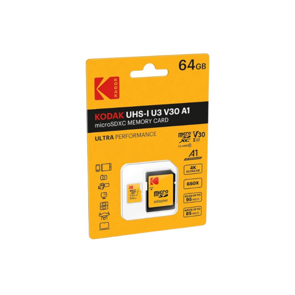 KODAK Micro SD Memory Card 128GB UHS-I U3 V30 A1 - Extra Performance Kodak