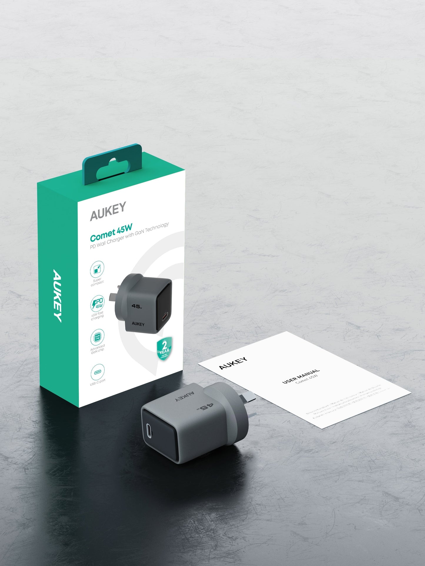 Aukey Comet 45W PD Fast Wall Charger GaN USB-C (PA-C2) Tristar Online