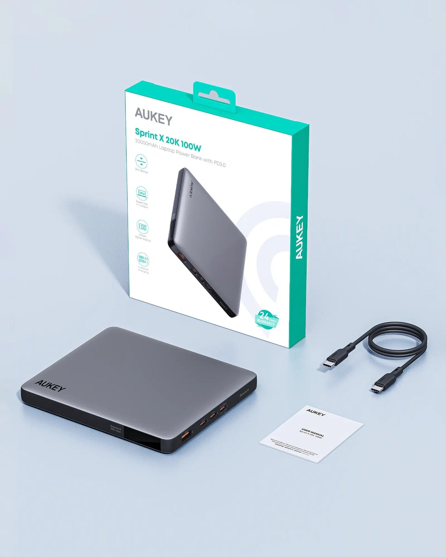 Aukey Sprint X 20K 100W 20000mAh Laptop Power Bank with PD3.0 (PB-Y44) Tristar Online