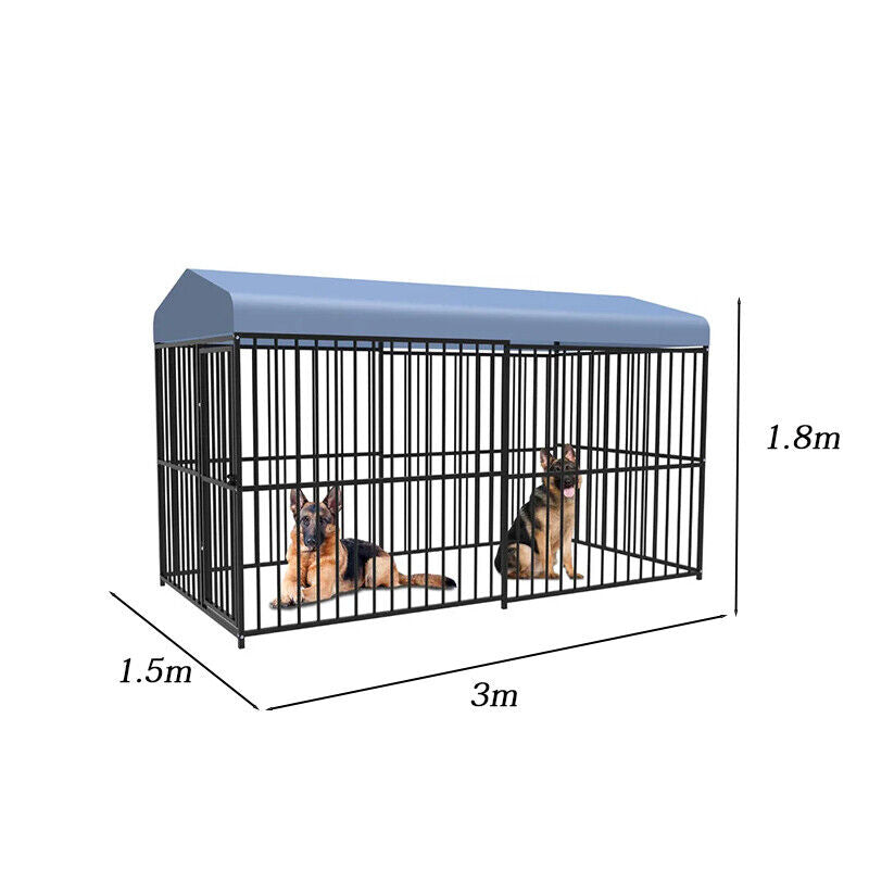 Pawhub Heavy Duty Dog Cage Black Metal Kennel Indoor Outdoor 3M Tristar Online