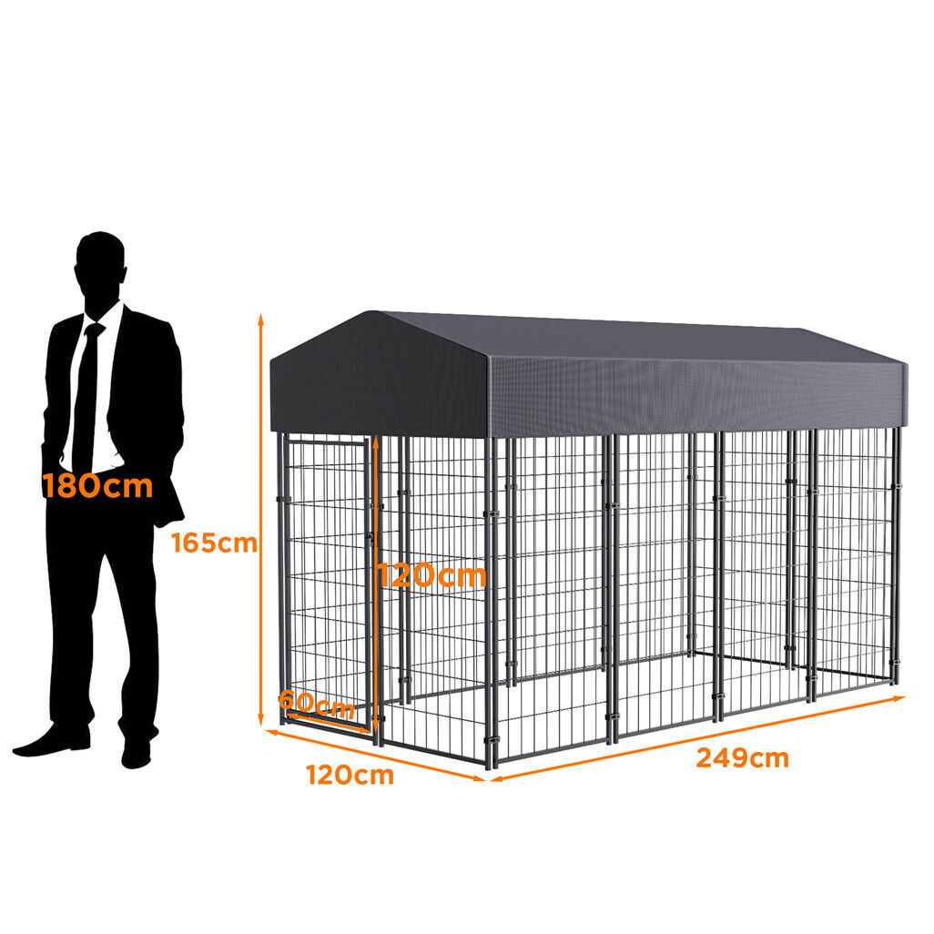 Large Outdoor Dog Kennel 250x120x165cm Pet Cage with Roof Tristar Online