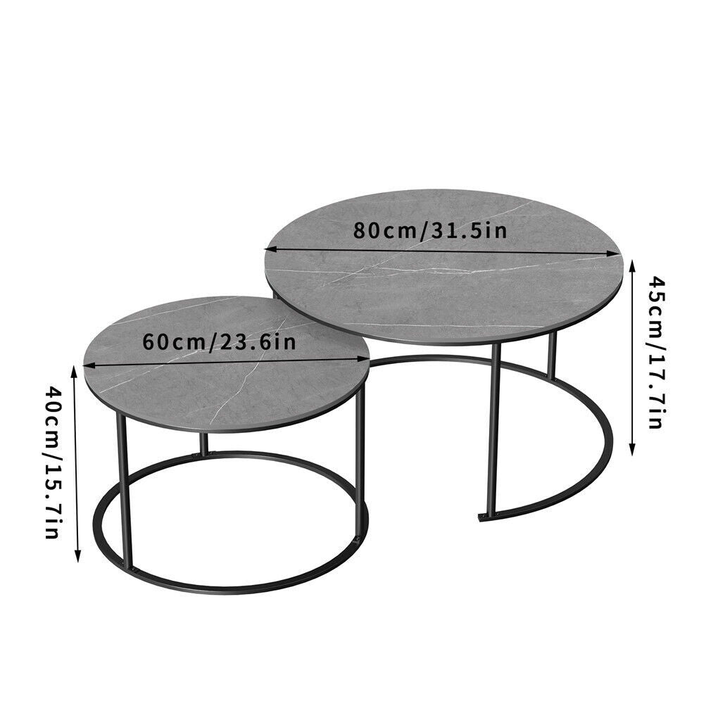 Set of 2 Grey Marble Nesting Coffee Tables 60/80cm Tristar Online