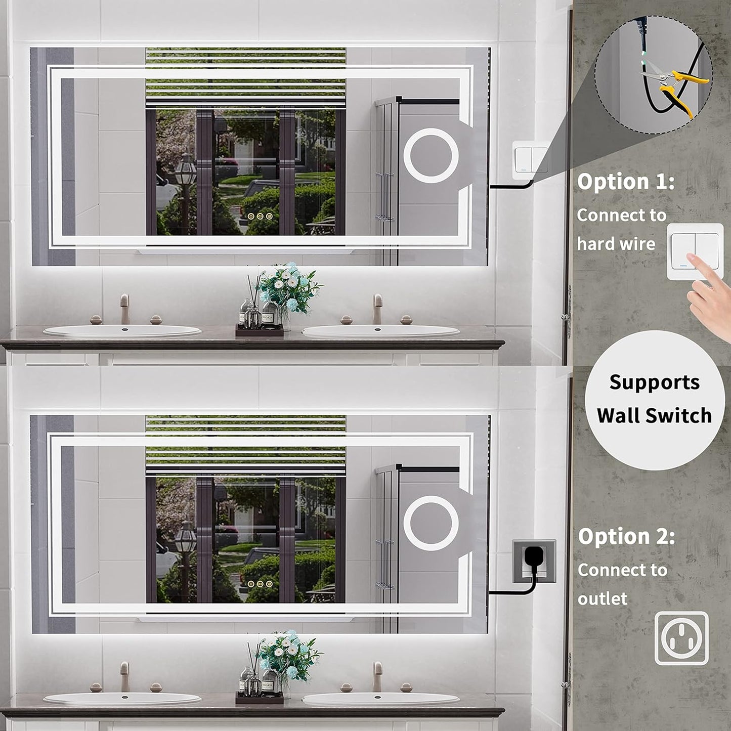 1200x600mm LED Bathroom Mirror Anti-fog Magnifying Tristar Online