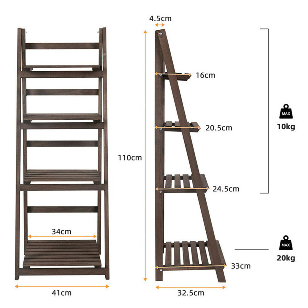 Rustic Wood 4 Tier Plant Stand Bookshelf 38CM Corner Shelf Tristar Online