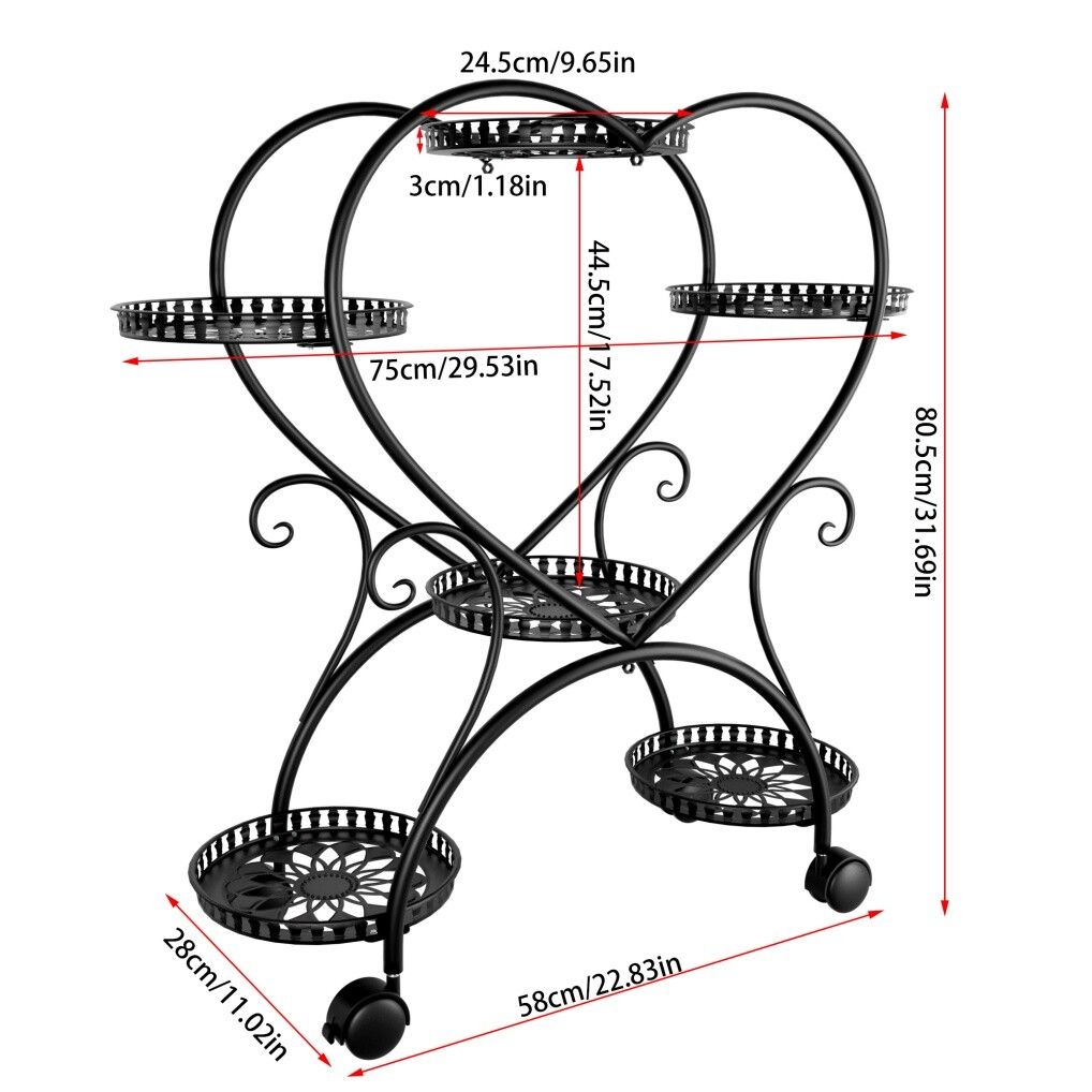 Rolling Metal Plant Stand Indoor Outdoor Garden Display Shelf Tristar Online