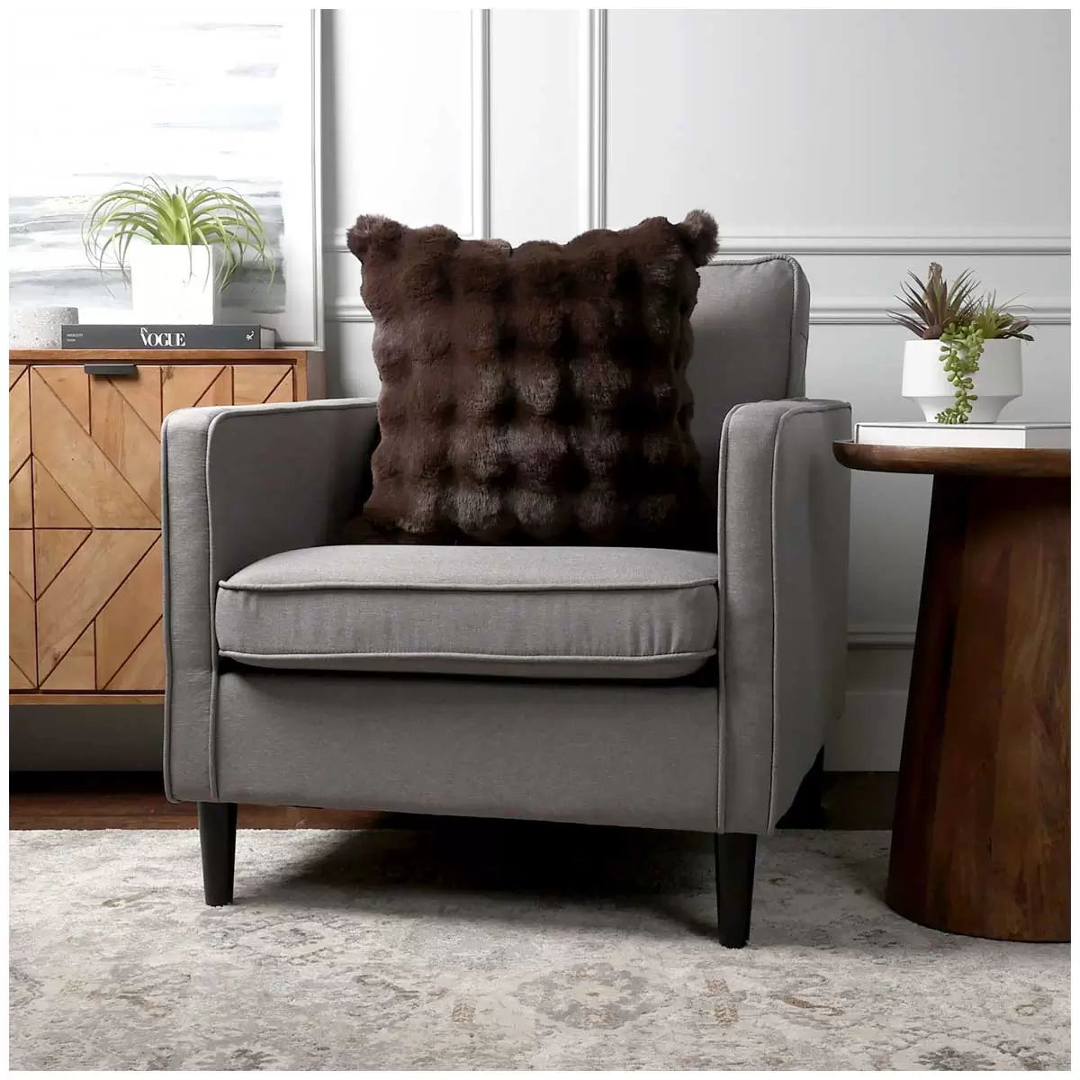Luxe faux fur cushion 55 x 55cm dark brown Tristar Online