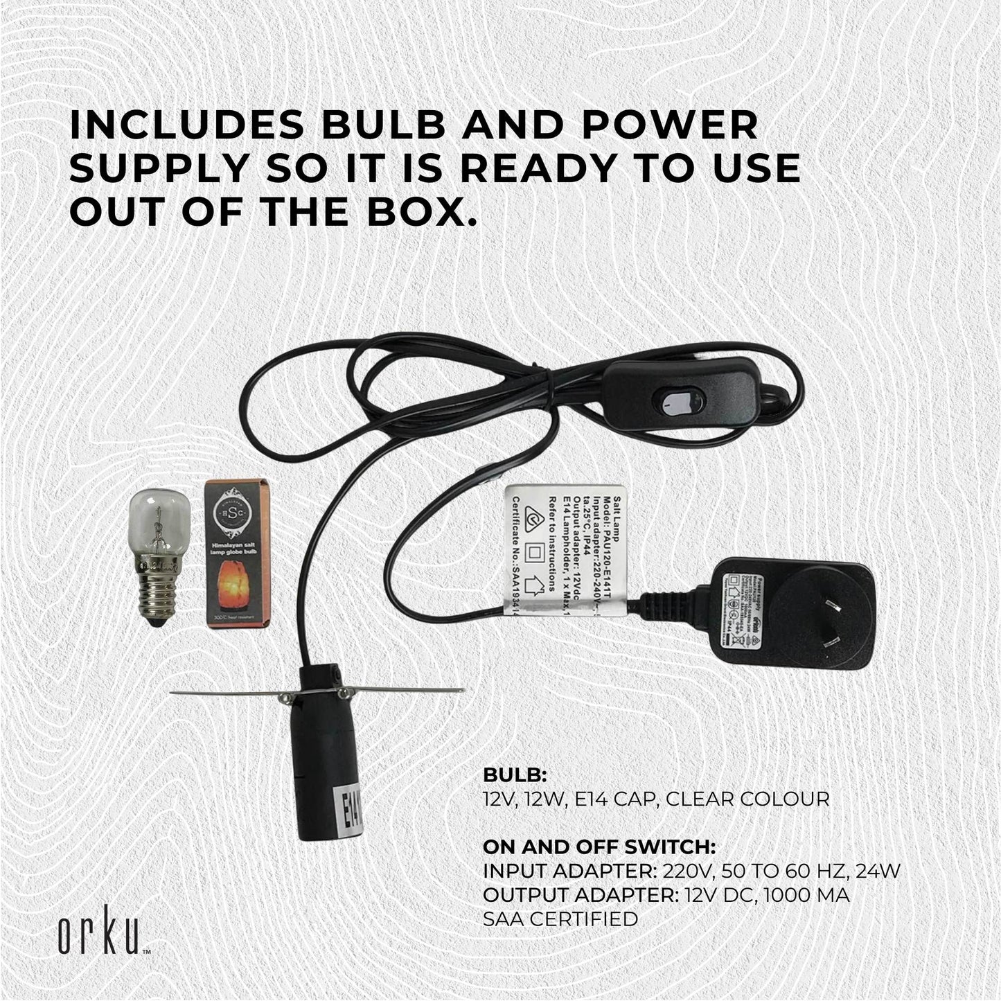 12V 12W Soccer Himalayan Pink Salt Lamp Carved Ball Rock Crystal Light Bulb On/Off