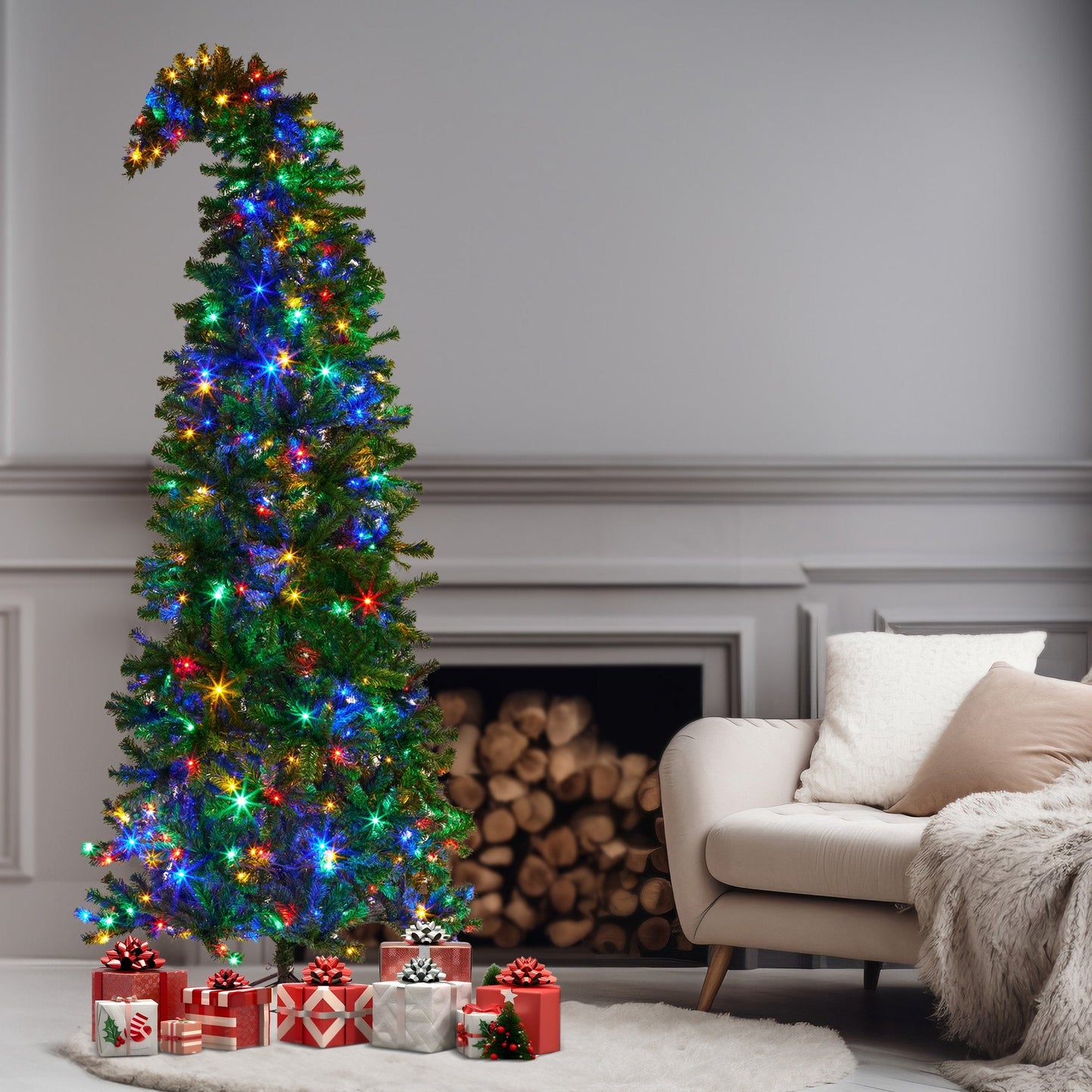 Christabelle Bad Santa 2.3m Curved Multicolour Pre-Lit Christmas Tree with 1240 Tips Tristar Online