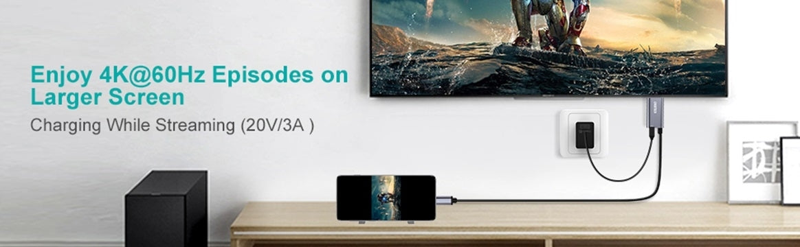 CHOETECH XCH-M180-GY-V2 Unidirectional Adapter USB-C (male) to HDMI 4K 60Hz (male) + PD100W Power Delivery 1.8M Tristar Online