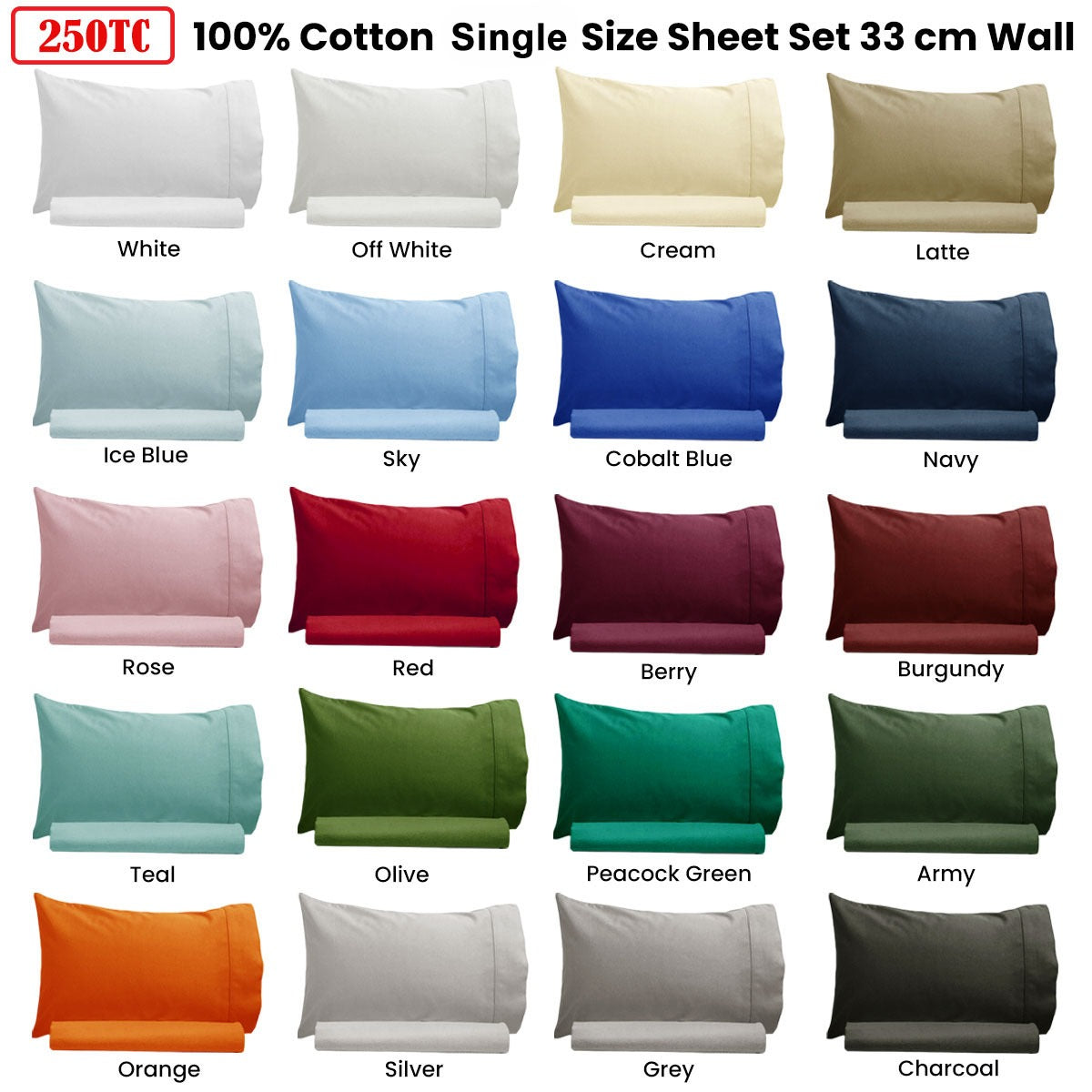 Artex 250TC 100% Cotton Sheet Set Single Navy
