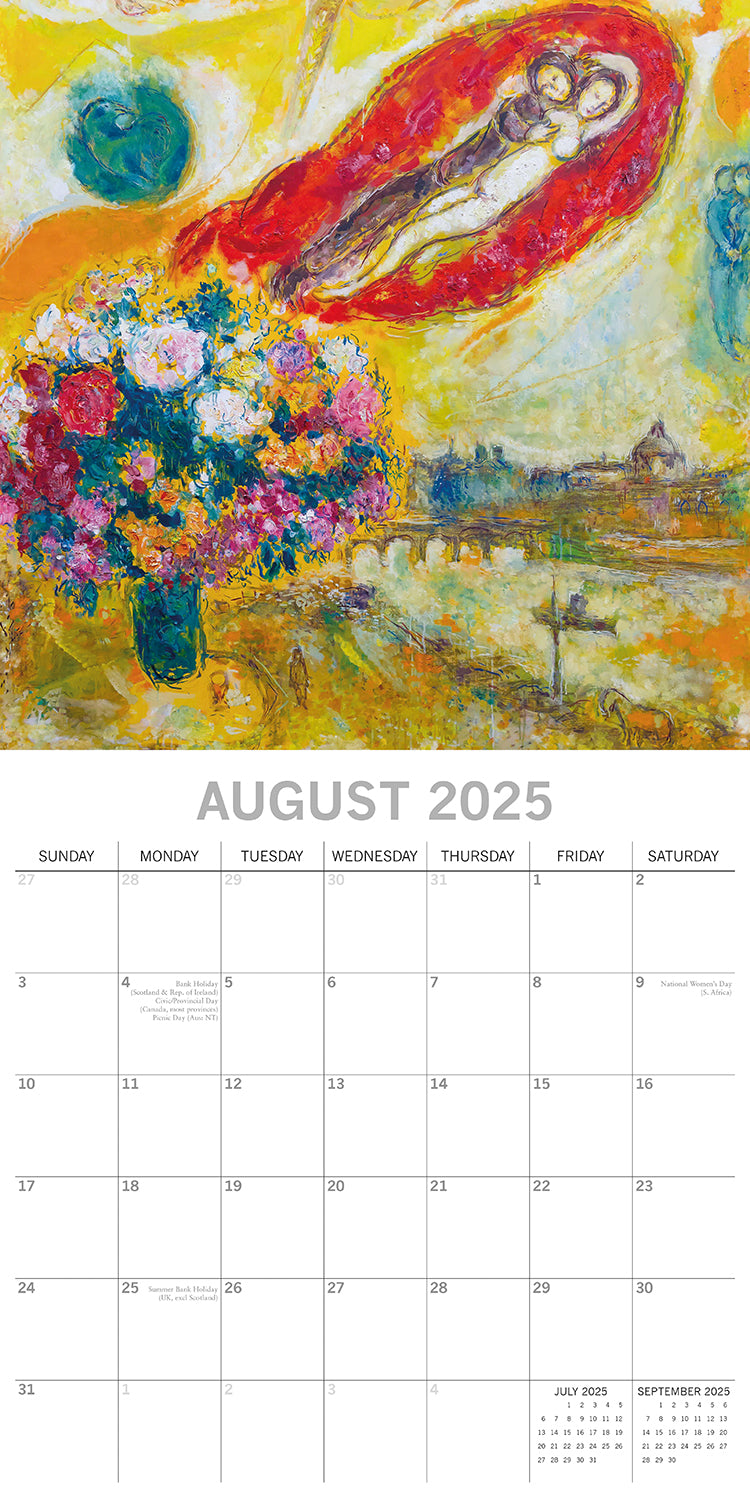 Chagall - 2025 Square Wall Calendar Arts 16 Months Premium Planner Gift Tristar Online