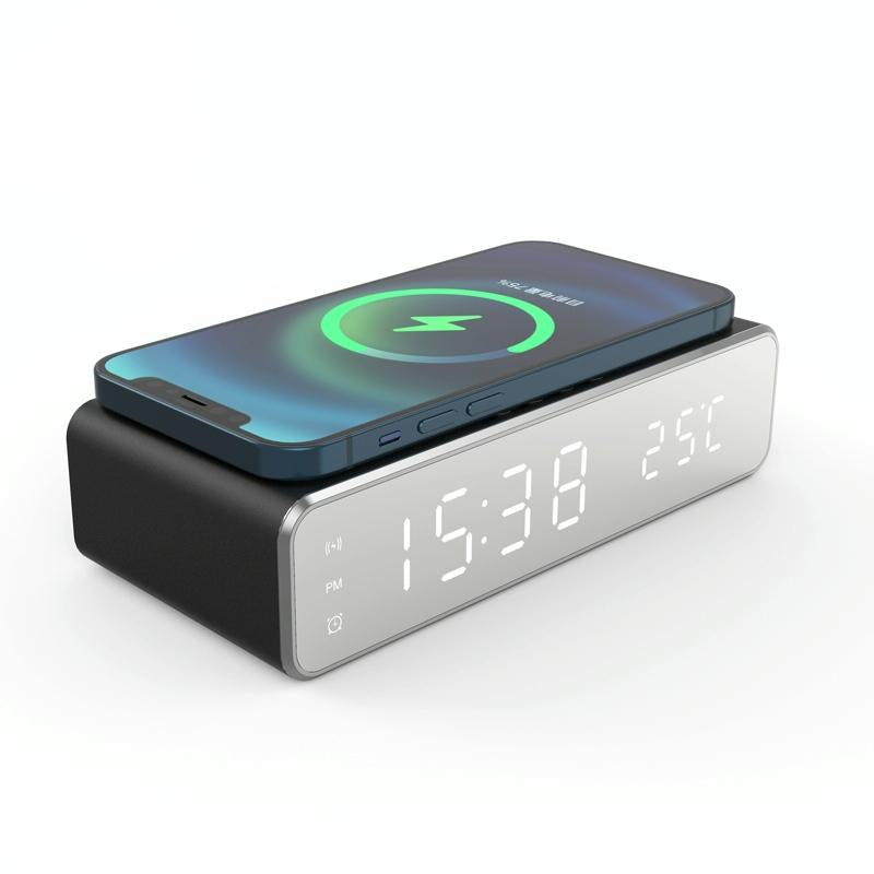 Wireless Charging Desktop Phone With Clock & Temperature Display - Silver Tristar Online